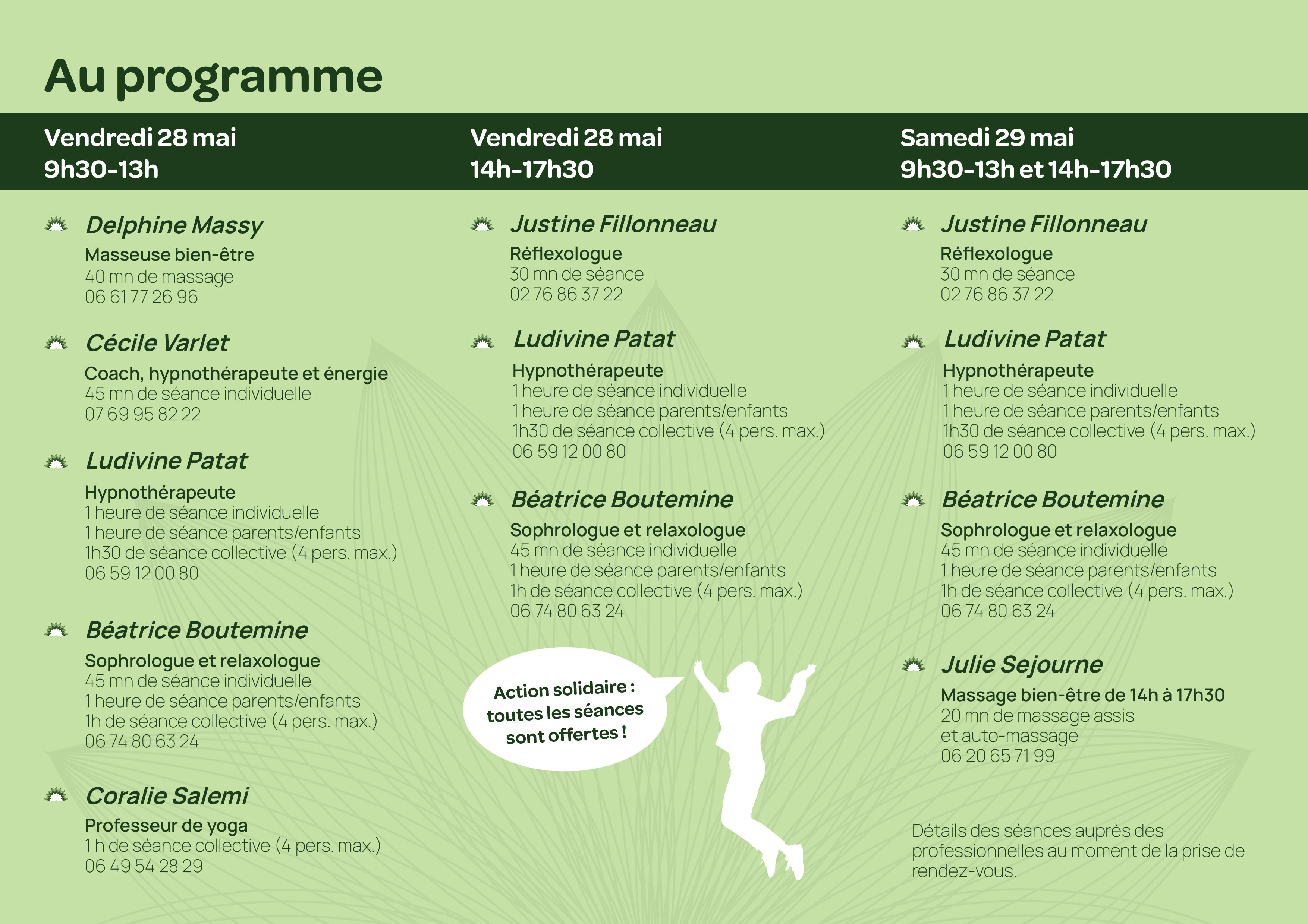 Programme opération bien être 28 29 mai