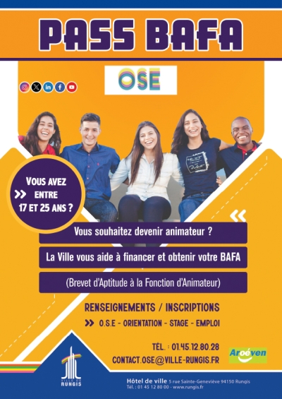 &laquo; Pass BAFA &raquo; : la Ville apporte une aide au financement du BAFA aux jeunes Rungissois